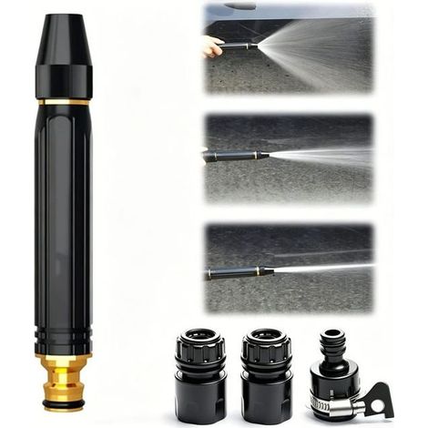 Lance Haute Pression pour Tuyau d'Arrosage, Buse Haute Pression Jet Puissant, Pistolet Arrosage Haute Pression avec Adaptateurs (1/5)