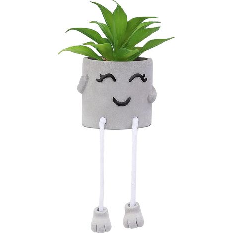 Plante Artificielle - Pot En Ciment - Pieds En Corde - Décor Intérieur Extérieur - 1 Pièce (1/5)