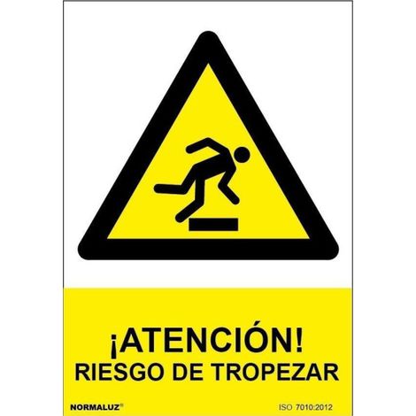 Cartel atencion riesgo de tropezar (pvc 0.7mm) 30x40cm normaluz (1/2)