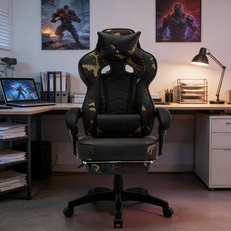 Sedia gaming reclinabile con poggiapiedi in PU OKMYHOME (1/5)