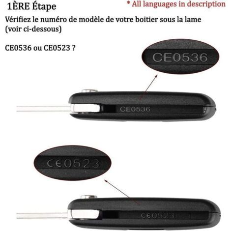 QORVA-Clé Compatible 2 Boutons CE0536 clé à Rabat Pliable pour Peugeot 207 307 308 407 408 3008 5008 Citroen C2 C3 C4 C5 C6 C8 (1/3)