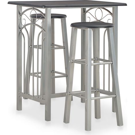 Ensemble de bar 3 pcs Bois et acier Noir (1/5)