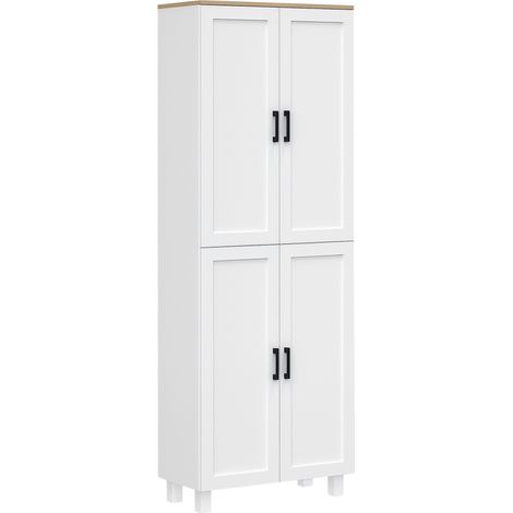 Armoire de cuisine hauteur 170 cm buffet haut avec 4 portes et étagères ajustable. design moderne. blanc (1/5)