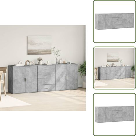 Rangement pratique - vidaXL Buffets 3 pcs gris béton bois d'ingénierie - Meuble de rangement (1/5)