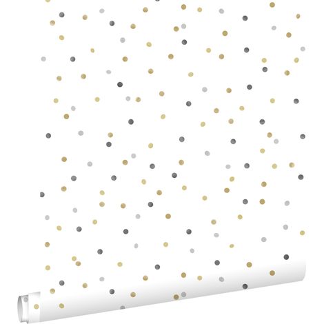papier peint à motif de petits points or, gris clair et gris foncé - ESTAhome (1/5)