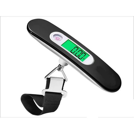 Balanza electrónica portátil para equipaje, balanza digital para equipaje, capacidad máxima de 50 kg/110 lb (lb, g, oz, kg), función de pesaje/tara, ideal para viajes, compras, correos, el hogar y uso (1/5)