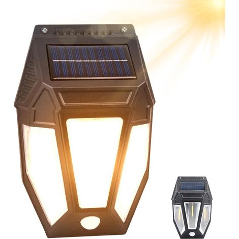 Lanternes murales à énergie solaire, lampes de sécurité pour porche, lampe murale à énergie solaire haute luminosité pour extérieur, jardin paysage, lanterne murale étanche pour éclairage (1/5)