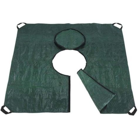 QORVA-Bâche de jardinage , Protège le sol lors de la taille des végétaux, S'adapte aux contours des arbres, Poignées, Fermeture éclair, Plastique, 145x145 cm, Vert