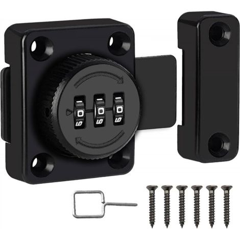 Loquet à combinaison portable à 3 chiffres avec mot de passe pour porte à sens unique, armoire, tiroir, armoire de bureau