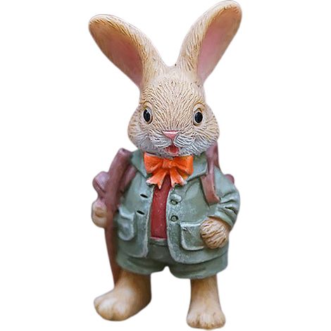 [Maceta] Conejo Explorador, pequeña maceta decorativa de resina con forma de conejo para suculentas, colorida decoración para balcón, artesanía rústica. (1/3)