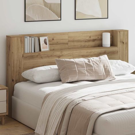 vidaXL Cabinet de Tête de Lit avec LED Chêne artisan Bois d'ingénierie