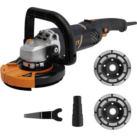 Concrete Sander 1500W, Angle Grinder Set 1000-8500rpm 7 Speed Settings, Concrete Sander with Removable Guard (Includes 2 x 125mm Diamond Sanding Discs) (1/5)
