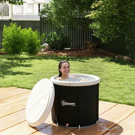 Baignoire à glace pliable gonflable 280 L – Avec couvercle et pompe. pour entraînement à l’eau froide. dimensions 78 x 78 x 71 cm. noir – Récupération intensive