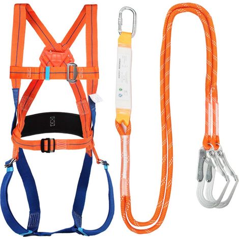 Kit de Protection contre les Chutes, Harnais Complets avec Ceinture, Sangle D'absorption des Chutes, équipement de Protection contre les Chutes, Accessoires pour Travailler sur