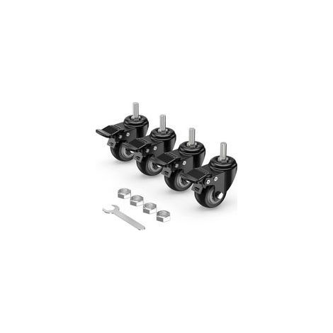 Roulettes Pivotantes M12 50mm 4 Pièces avec Frein, Tige Filetée, Charge Lourde jusqu’à 250kg, Lot de 4 Roulettes (1/5)