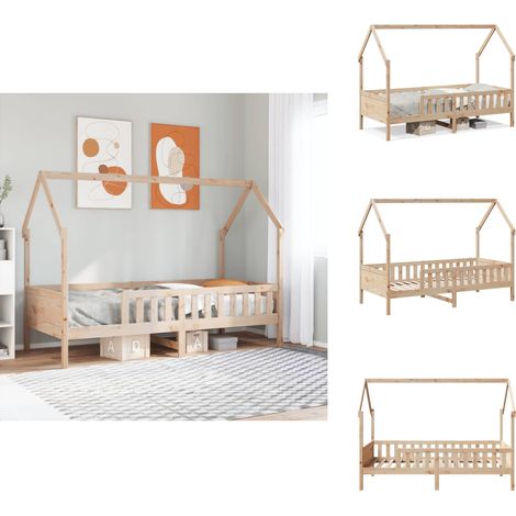Kinderbett Hausbett 80x200 cm Massivholz Kiefer - Kinderbettgestell - Kinderbettgestelle - Kinderbett - Kinderbetten (1/5)