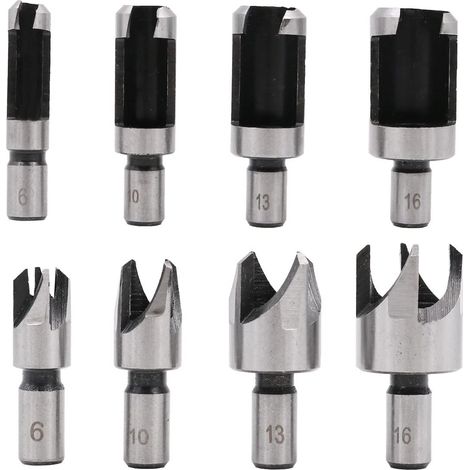 8 Pièces Fraise à Bouchonner Bois, Mèche à Bouchon Bois 6 mm/10 mm/13 mm/16 mm (1/5)