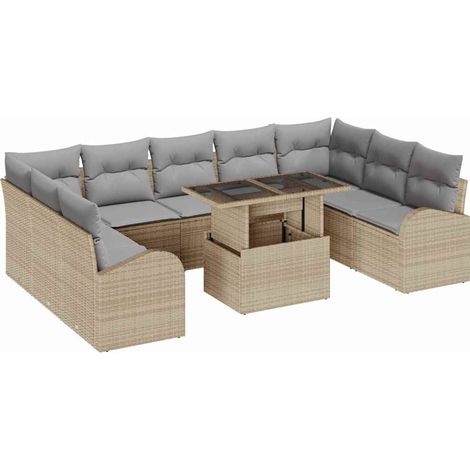 Maison Exclusive - Gartensofa-set mit Kissen mit Speicher 10 pcs