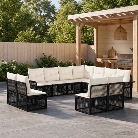 Set Divano da Giardino 11 pcs Nero polyrattan vidaXL (1/5)