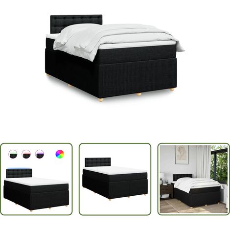 Matelas à ressorts ensachés - Sommier à lattes de lit avec matelas noir 120x190 cm tissu (1/5)
