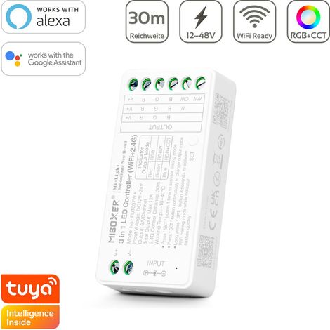MiBoxer RGB/RGBW/RGB+CCT WIFI LED Controller 3 in 1 / 5 Kanal 12/24V Tuya Alexa Google Steuerung FUT037W+