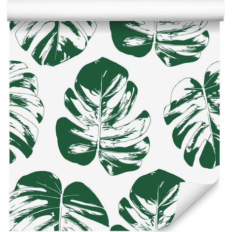 Papier peint à motifs de feuilles vertes et blanches pour salon et chambre 50x1000 cm (1/5)