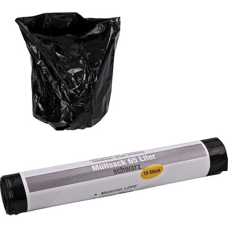KesTek Müllsäcke Abfallsäcke Müllbeutel Abfallsäcke 65L 10 Stück LDPE 50µm Schwarz (1/3)
