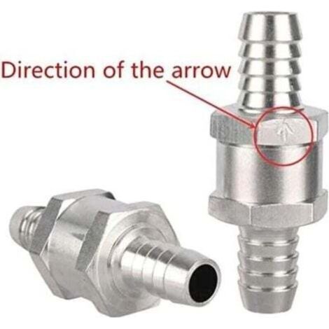 2 Pièces Clapet Anti-Retour 8MM Valve de Carburant en Alliage d'Aluminium Non Retour Clapet Anti-Retour pour Essence Diesel Carburateur Systèmes de Carburant à Basse Pression (8MM) (1/4)
