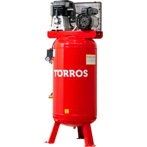 Compresseur vertical 150 L à entrainement par courroie - 10 Bars - 2,2 kW / 3 CV - 230 V - 400 l/min - lubrifié à l'huile Torros TCV150435M (1/5)