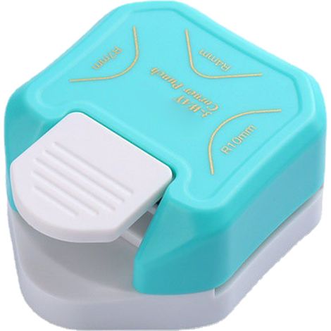 Poinçon à coins arrondis 3 en 1, mini coupe-coins portable en plastique pour scrapbooking et artisanat, couleur bleu (1/5)