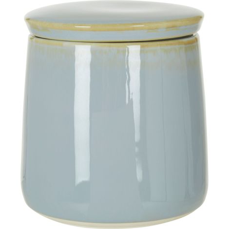 Interiors By Premier Blue Porcelain Canister With Matching Lid,Glossy Tapered Design Container For Counter,Storage Container