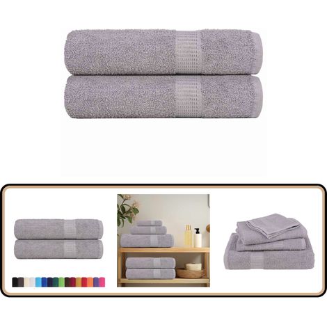 vidaXL Serviettes de douche 2 pcs gris 70x140 cm 360 g/m² 100% coton (1/5)
