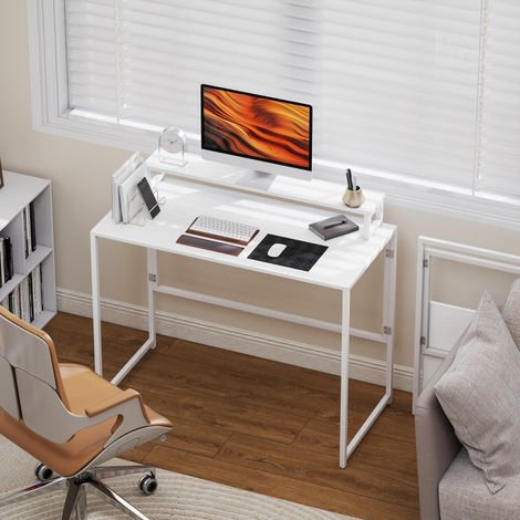 Bureau d’ordinateur pliant avec support de moniteur pour salle d’étude 100 x 48 x 87,5 cm (1/5)