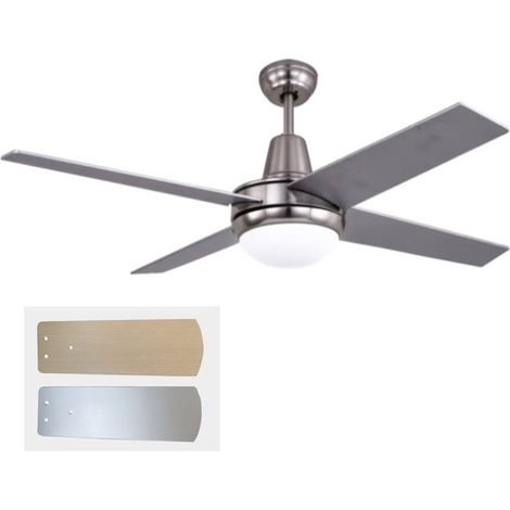 Ventilatore a soffitto moderno con 4 pale in mdf luce 60 w con telecomando 122 cm (1/3)