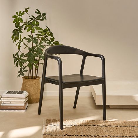 Chaise en bois teck massif noire (1/5)