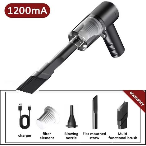 Aspirateur de voiture 2900000 PA, recharge USB, puissant, 4-en-1, sans fil, souffleur et aspirateur portable 2026,AS-228 (1/4)