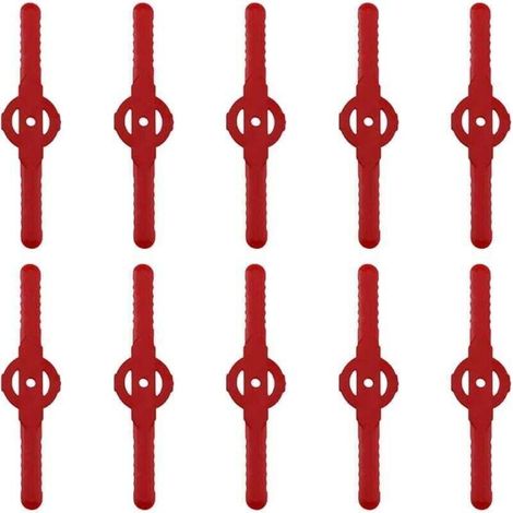 Lames de rechange Ulisem pour tondeuse à gazon, 10 pièces, accessoires de jardin, lames de rechange en plastique, petit trou de 5 mm, pour tondeuse à gazon sans fil (rouge) (1/4)