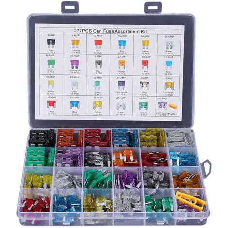 272pcs - Kit d'assortiment de fusibles de Lame de Voiture, fusibles Automobiles - Standard et Mini et Mini Profil Bas (2A / 5A / 10A / 15A / 20A / 25A / 30A / 35A)