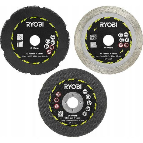 Ryobi RAKCOT03 Kit 3 Discos Amoladora 76 mm Corte (1/2)