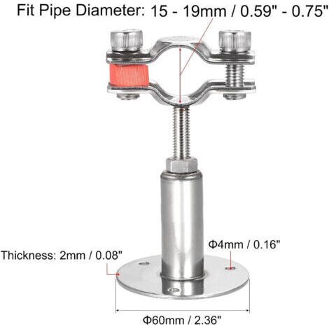 NALOOKAMIC  4Pcs Acier Inoxydable Colliers De Serrage à Support De Tuyau RéGlable, Support De Tuyau à Montage Mural,Pour Un DiamèTre De 15-19MM, Pour La Fixation De Tuyaux, De Tubes, De Tiges Etc.