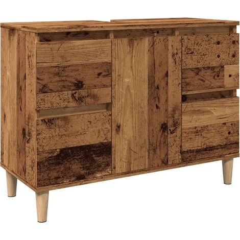 Armoire d'évier tiroirs polyvalente salle de bain 80 x 33 x 60 cm en bois d'ingénierie vieux bois