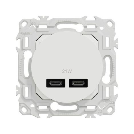 Doppel-USB-C-Ladegerät - 21W Power Delivery - kreideweiß - SCHNEIDER - S920401 (1/4)