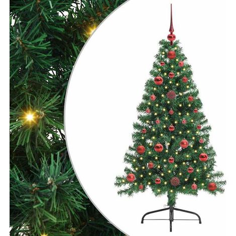 Sapin de Noël artificiel pré-illuminé, vert, 120 cm, en PVC (1/5)