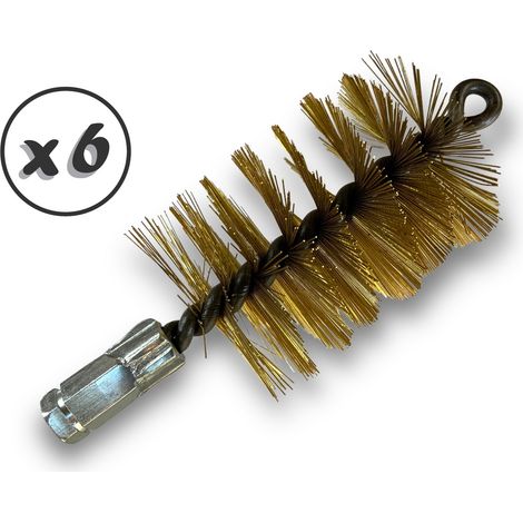 Lot de 6 Brosses à tube PRO LAITON Ø 70 mm  Raccord M12175 femelle  Ame en acier torsadé  Nettoyage brossage tube et canalisation  Kibros 41SCL70x6
