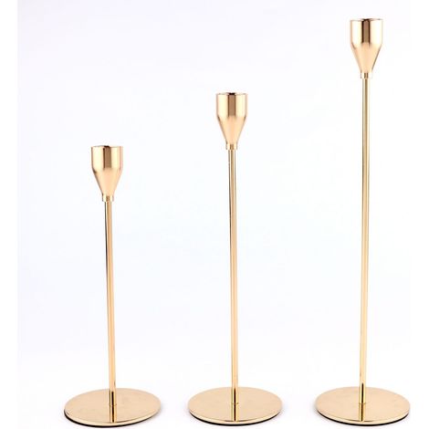 Pcs Candlestick Holder, Gold Candle Holder Fits 3/4 Inch Thick Candles and LED Candles, Taper Candle Holder for Decor, Wedding, Candlelight Dinner, Valentine's Day, Parties