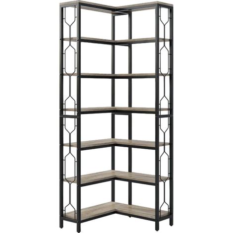 Étagère d'angle industrielle en bois et métal pour coins, meuble de rangement polyvalent (1/5)
