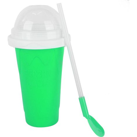 400 ml wiederverwendbarer Silikonbecher, tragbar, doppelwandig, auslaufsicher, Smoothie-/Getränkebecher, Grün (1/5)