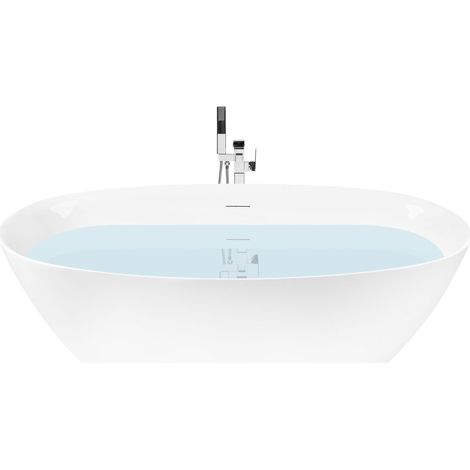 Baignoire Ilot Moderne en Acrylique 160 cm Forme Ovale Blanche Kollpa