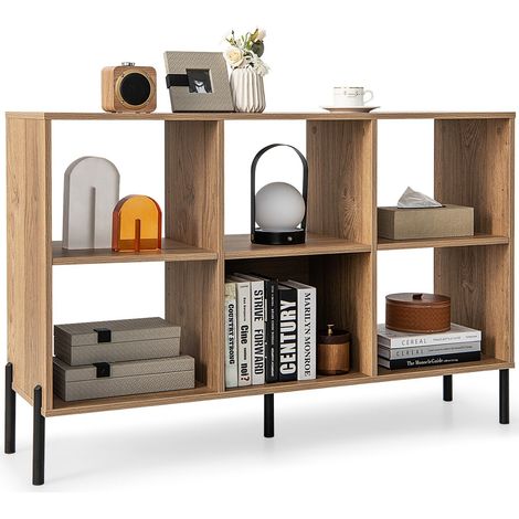 Wooden Storage Bookcase 6 Cube Open Bookshelf Home Office Display Cabinet Rack (1/5)