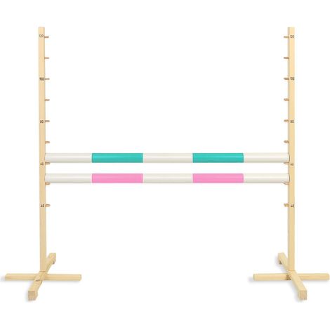 Obstáculo de salto para caballito de juguete de 120 cm, dos vigas - menta y rosa claro